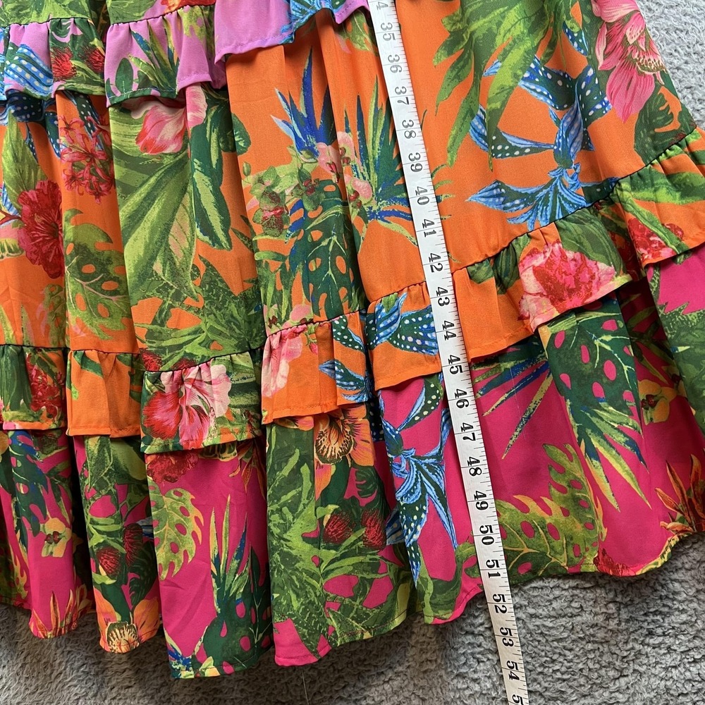 Flying Tomato Dress Womens XS Multicolor Floral Tiered Maxi Sundress Tropical - Picture 6 of 12